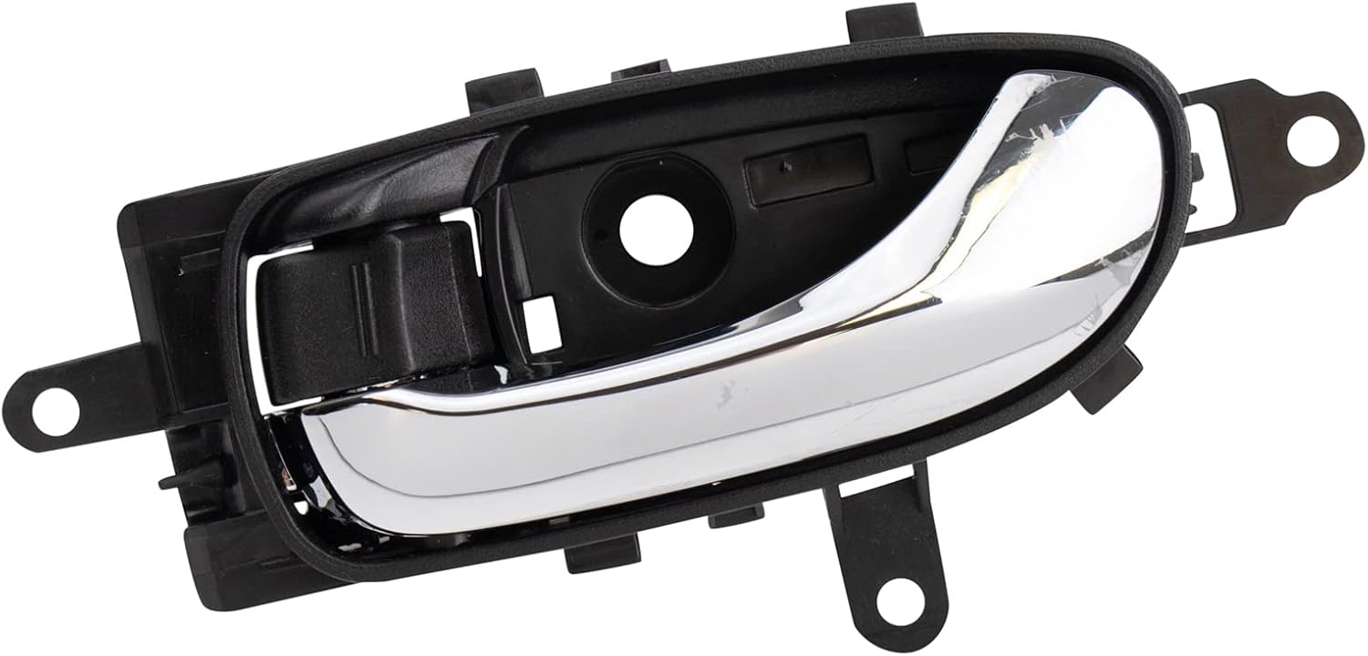 TRQ Driver Side Interior Door Handle Black Housing with Chrome Lever Compatible with 2011-2015 Nissan Leaf 2009-2014 Murano 2011-2014 Quest