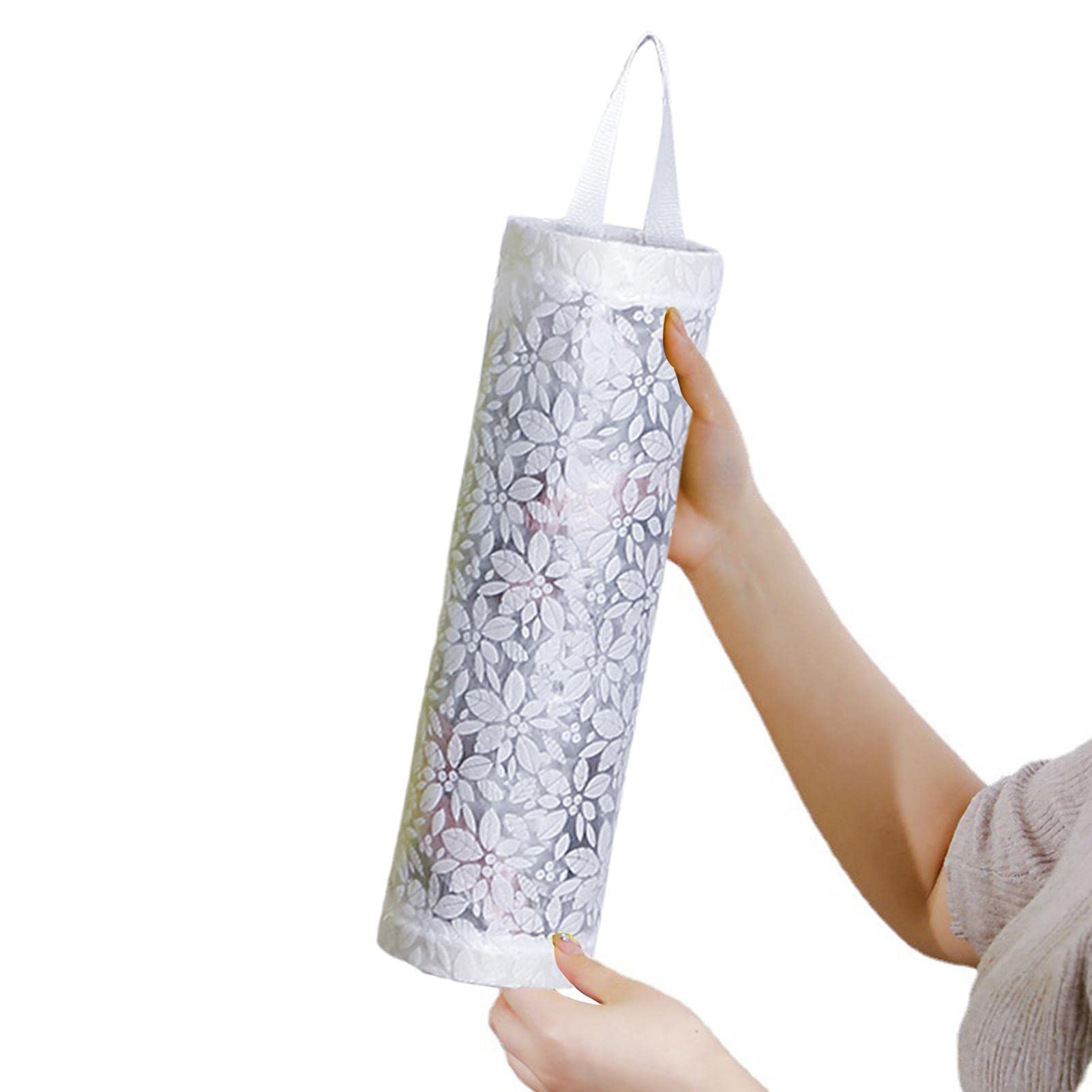 TAOMENG Grocery Bag Holder,Grocery Bag Holder Garbage Bag Dispenser - Reusable Trash Bag Storage Dispensers, Washable Garbage Bag Organizer for Kitchen Plastics Bag Storage, White