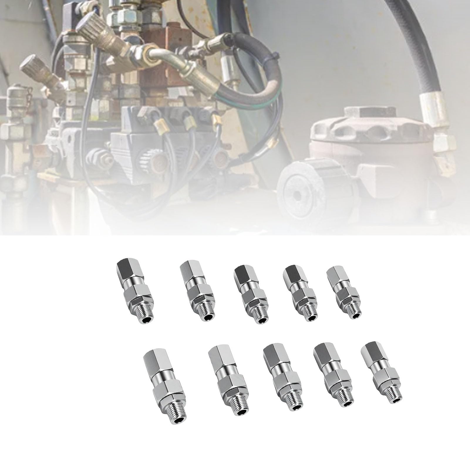 Cryfokt Męska Złączka do Węża Hydraulicznego 1/4 Cala NPTF, 10 szt. Obrotowa Złączka Zaciskana ze Stali Nierdzewnej z osłoną ochronną do Hydraulicznych Układów Pneumatycznych