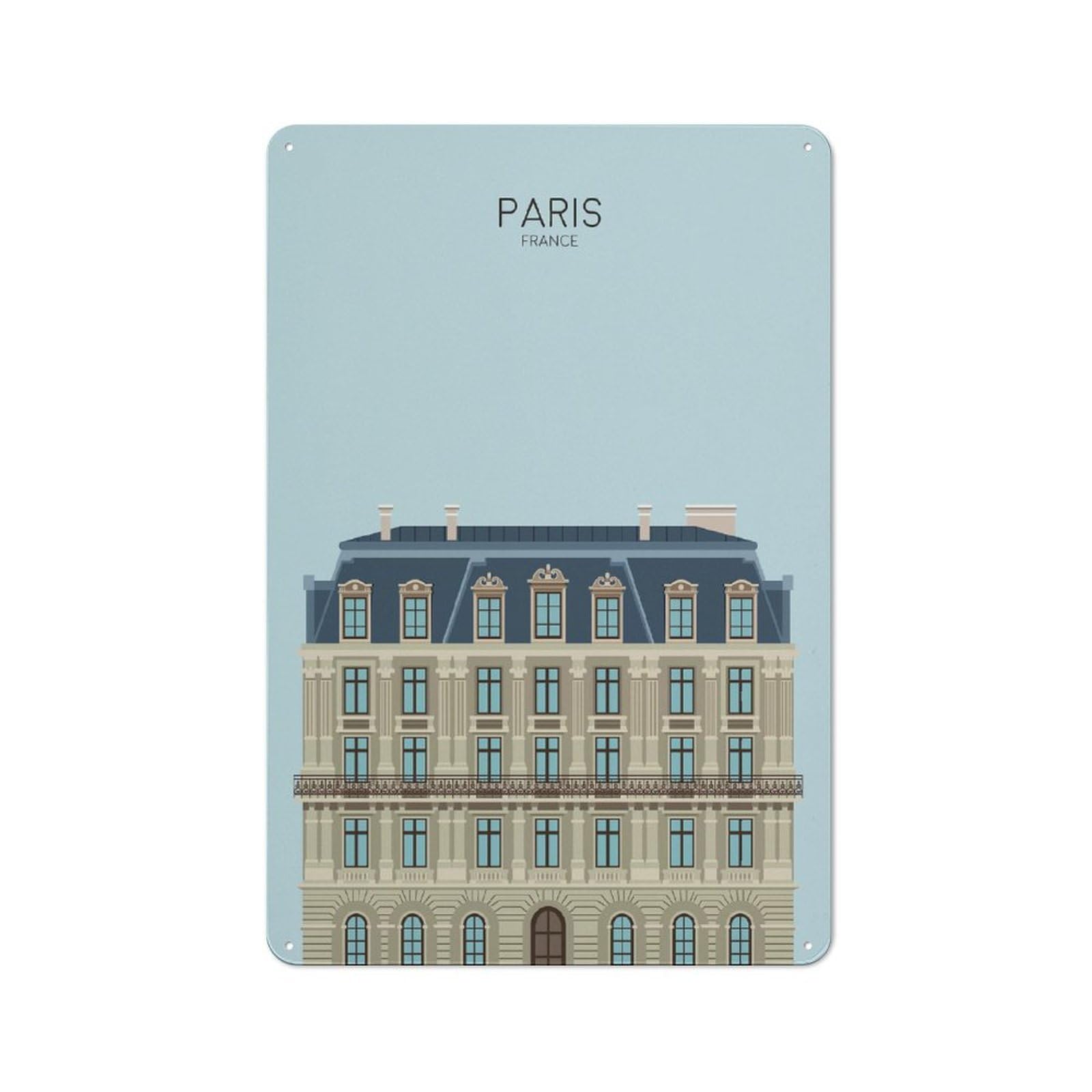Junmoney Paris Travel Snippet Vintage Metal Wall Art Sign 30X20cm Featuring Old Style Wall Plaque For Kitchen, Hallway, Bar Or Small Cafe