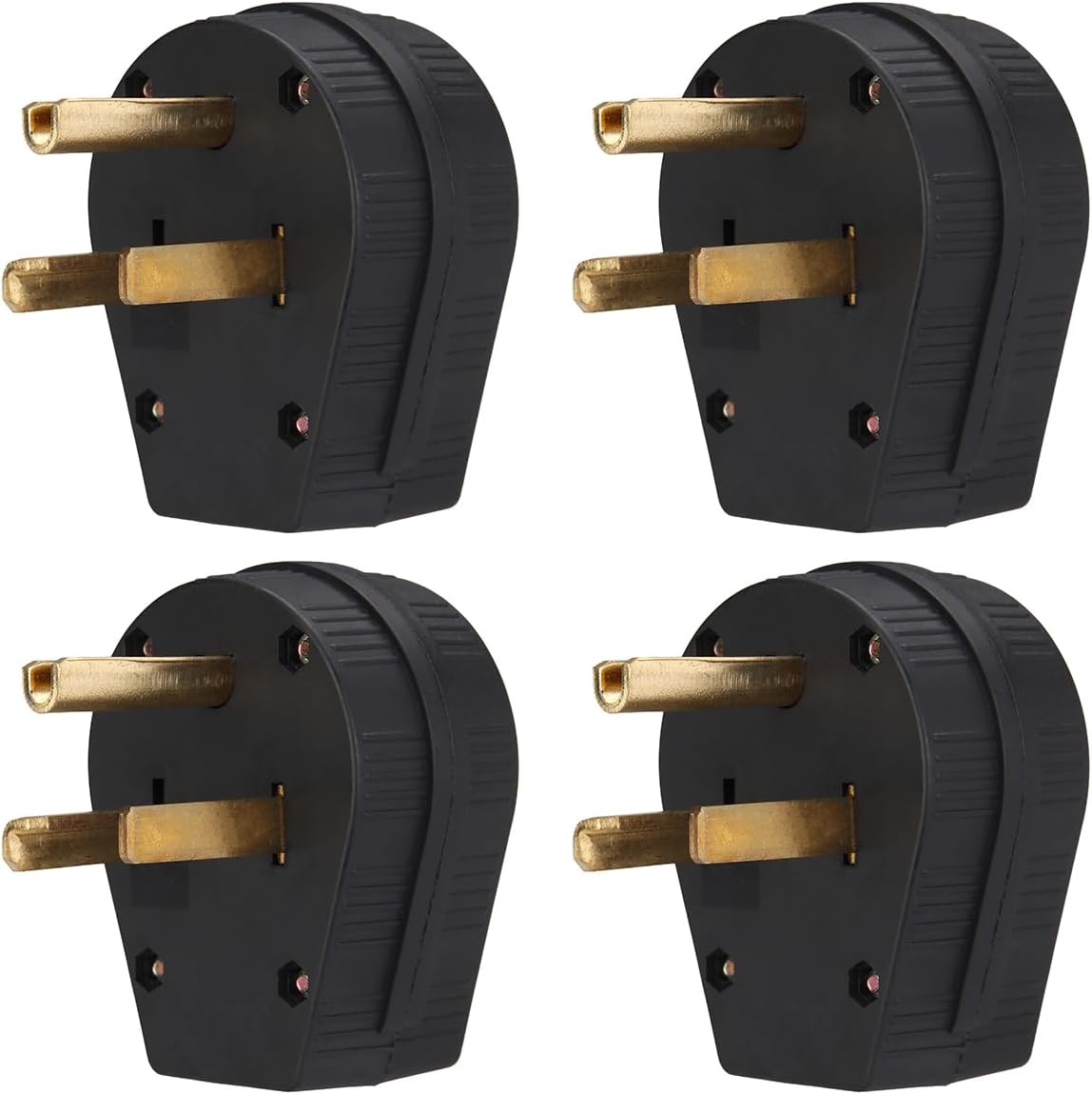 NEMA 5-30P 30Amp Straight Blade Angle Plug, 2 Pole 3 Wire Grounding, Industrial Grade Heavy Duty, UL Listed (Pack of 4)