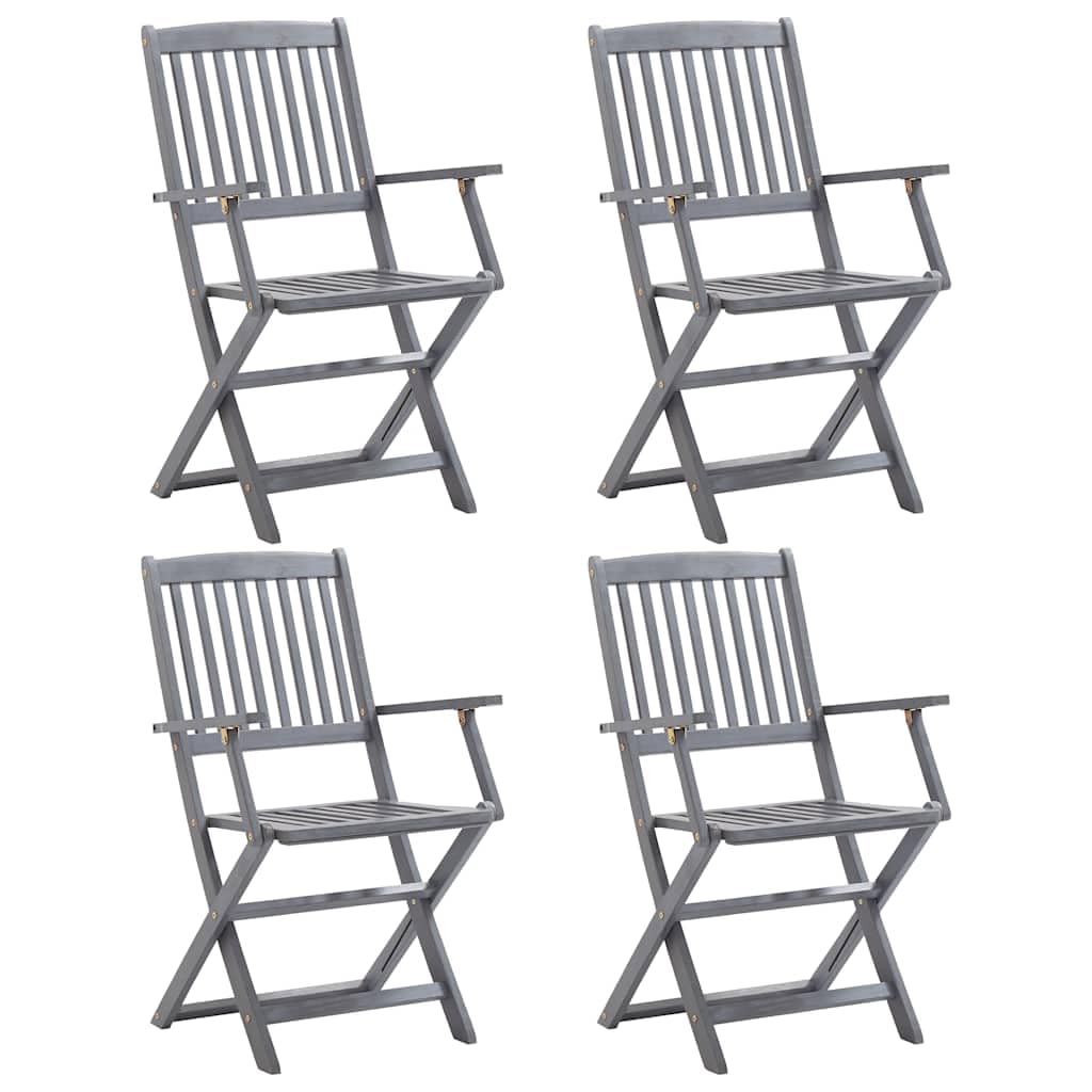 vidaXL Sedie da Giardino Pieghevoli Seggiole da Esterni Richiudibili Arredo da Giardino Mobile da Esterni 4 pz Legno Massello d'Acacia