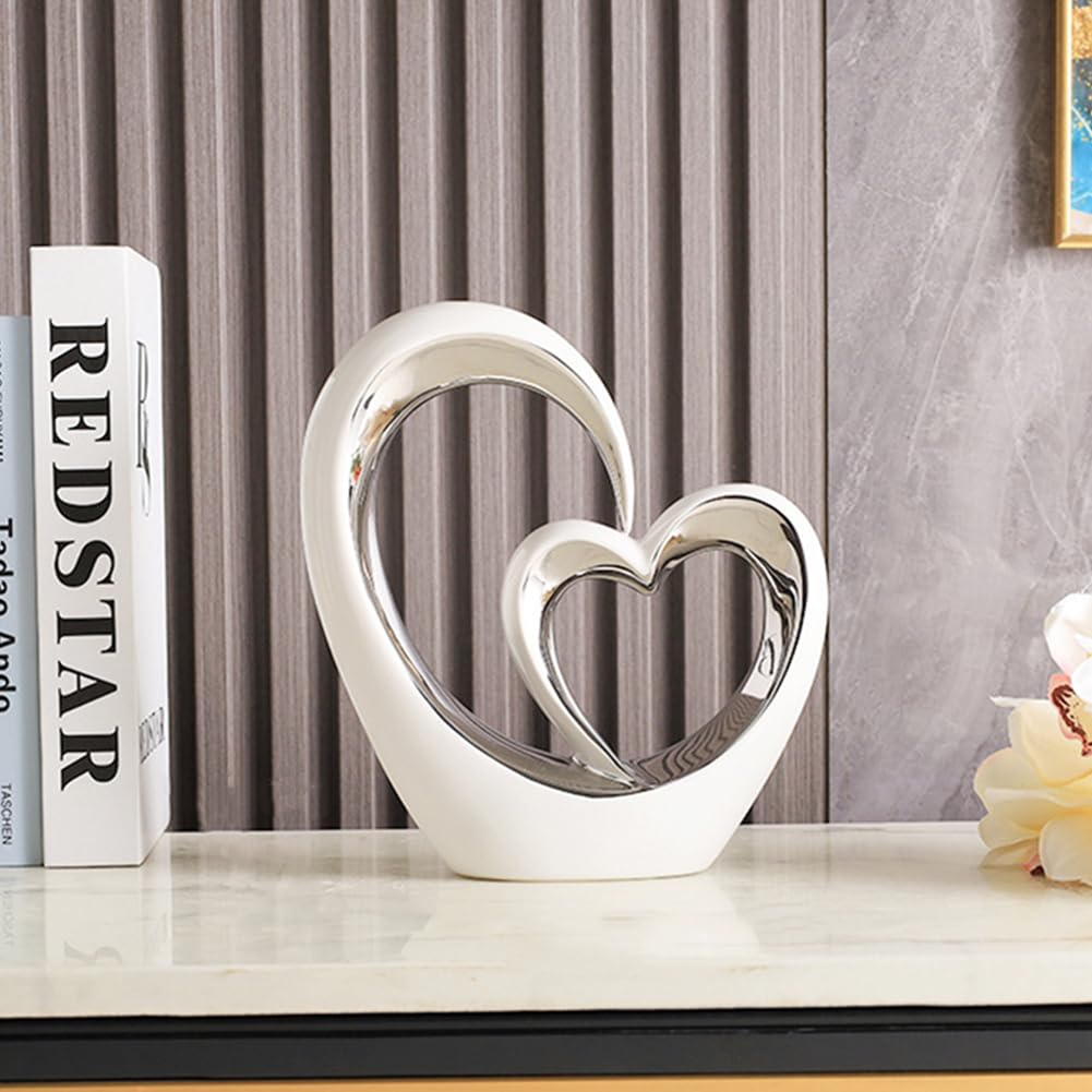 JXCBXJ Heart ceramic statue,Home Decoration Art Statue,Modern Abstract Art Ceramic Statue,for Dining Room Living Room Office Tv Stand Centerpiece