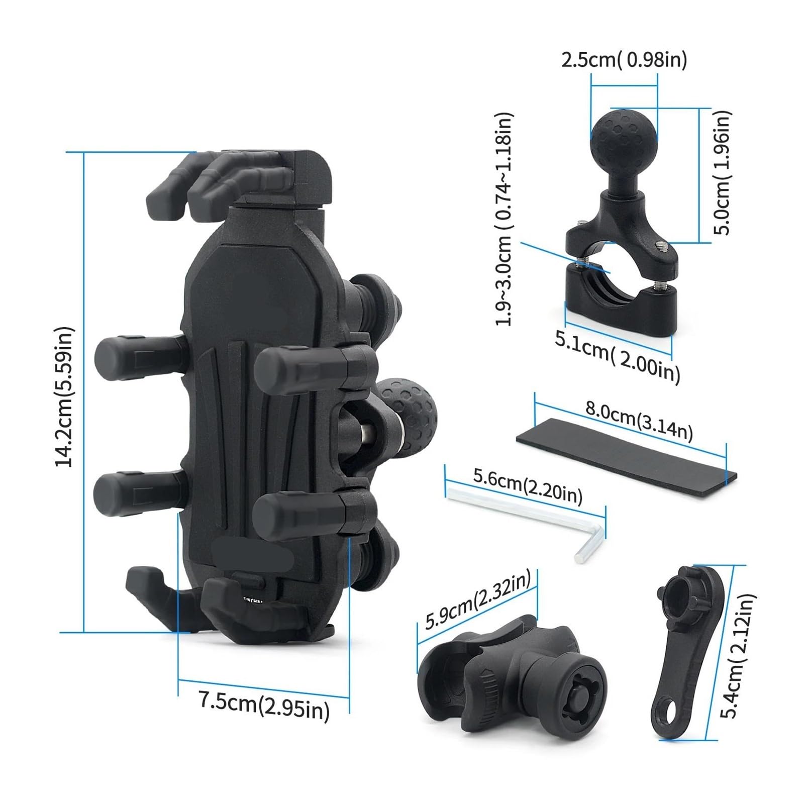 Support de Navigation Support De Téléphone Portable pour Moto Guidon en Aluminium Antivibration Navigateur GPS Mobile Miroirs Vélo(B)