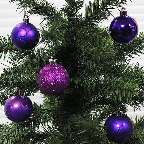 Shatterproof Christmas Baubles 24 Pack 60mm Premier Christmas Tree Decoration, matt, shinny and glitter baubles (Purple 5450) - Image 2