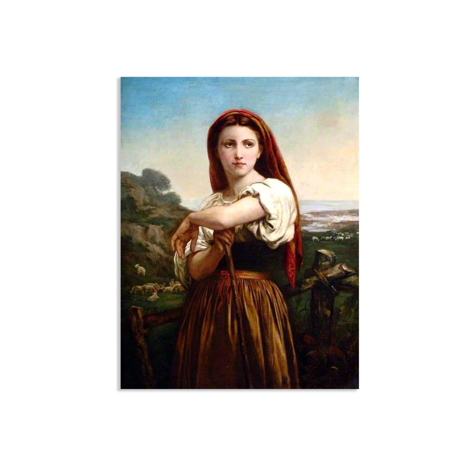 William-Adolphe Bouguereau Wall Art Italian Shepherdess Print on Canvas Reproductions of Famous Paintings Wall Decor for Living Room Bedroom Bathroom Home Decor 42x30cm frameless