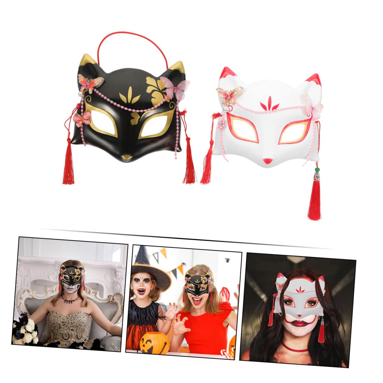 Healeved 10 Pezzi Maschera Fox per Cosplay e Halloween Maschera Decorativa per e Mascherate Facile Indossare con Accessorio per Compleanno e