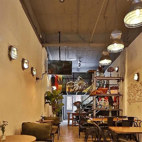 Miniatura 4 de E27 Lámpara de pared industrial retro ovalada aluminio mamparo luces pantalla de cristal aplique externo tradición victoriana linterna decoración