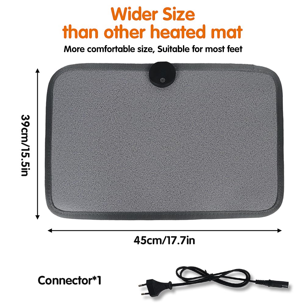 Scaldapiedi Elettrico 50x35 Cm Con Interruttore A Pedale | 8 Livelli Calore 25-65°C | Timer 3h | Tappetino Riscaldante Per Ufficio E Casa