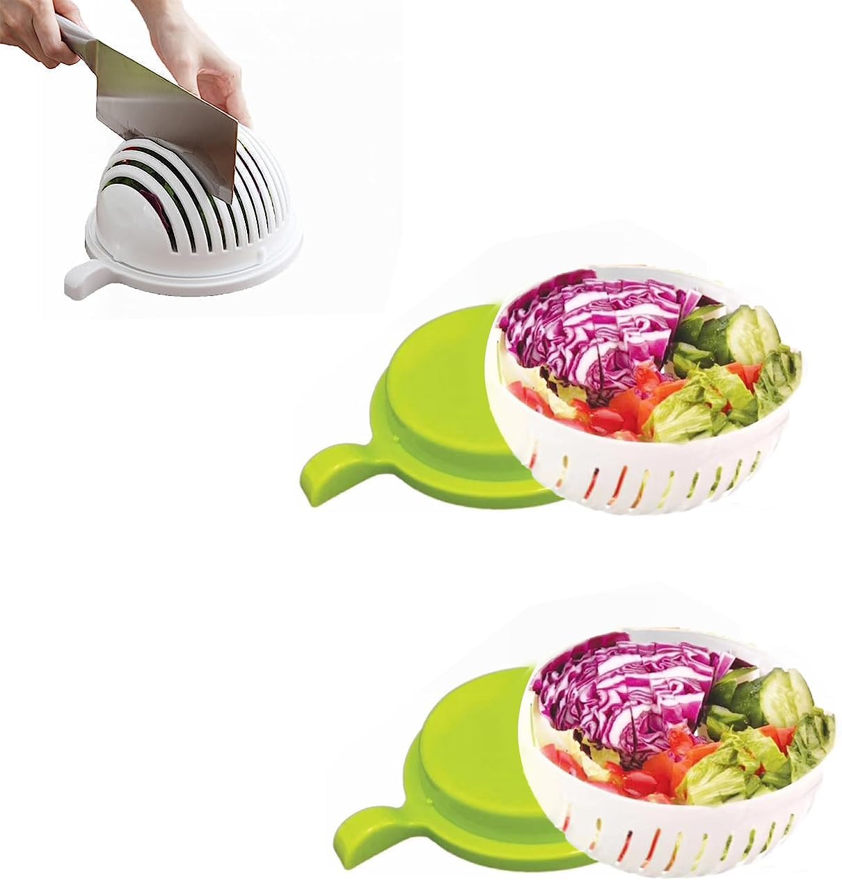 2PCS Snap Salad Cutter bowl, Veggie Choppers and Dicers