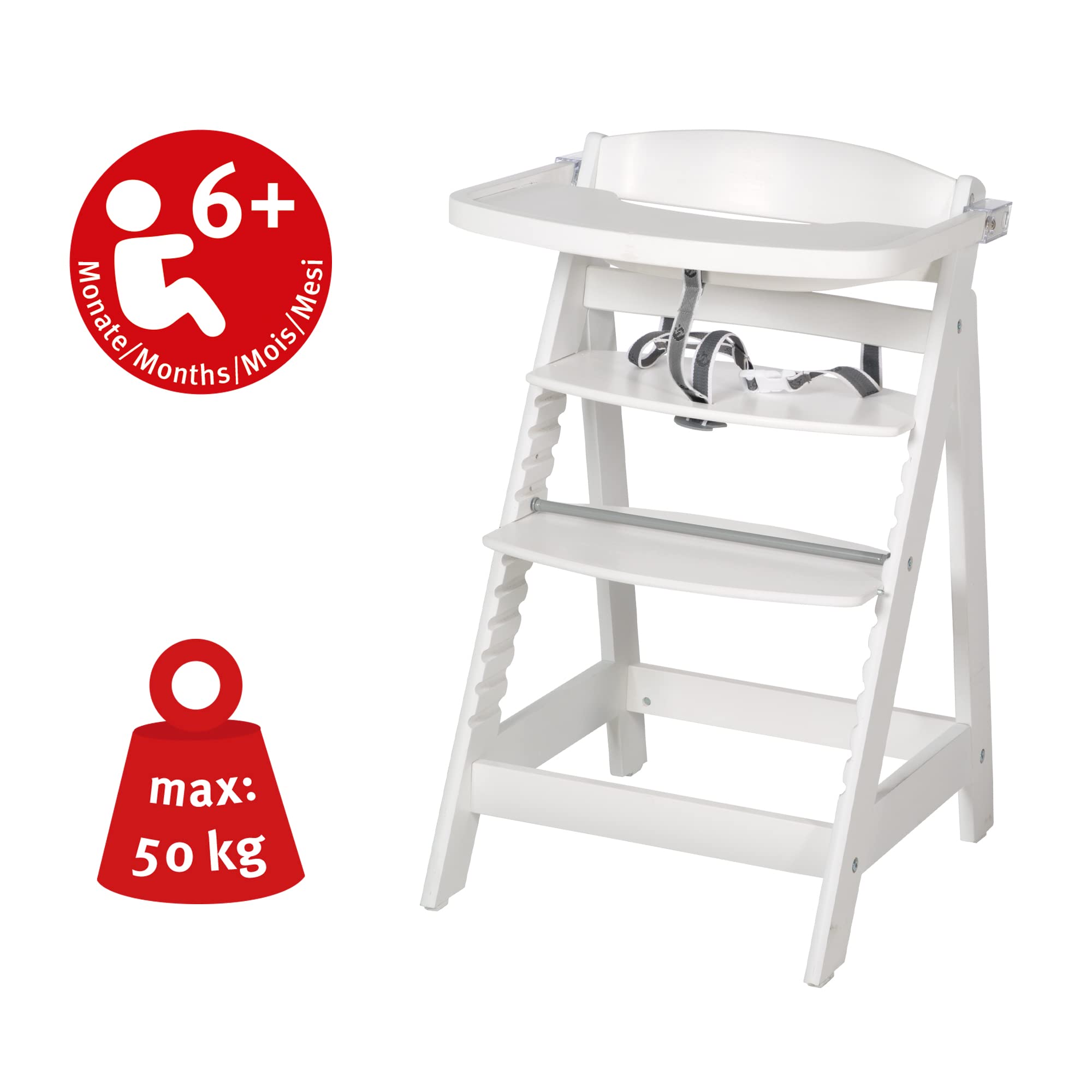 Roba 7569W Wysokie Krzesełko Dla Dziecka, Biały, 80x44.5x54 cm