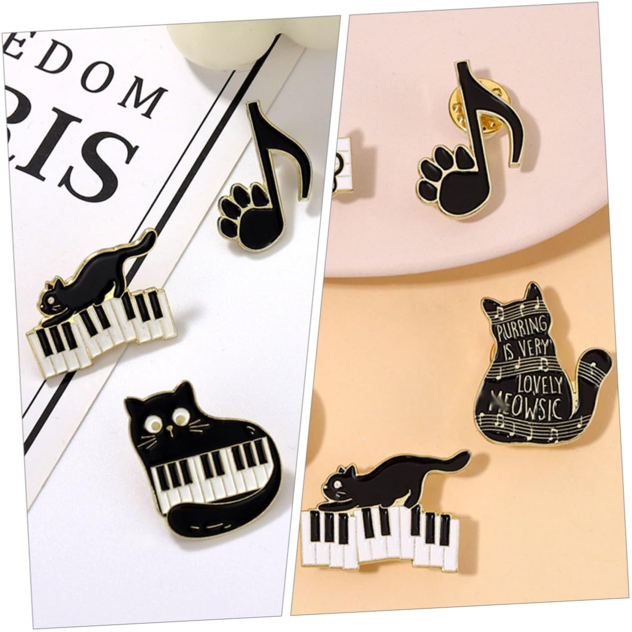 Healvian Spilla Corpetto Spillo Perni Spilla Con Animali Carino Spille Distintive Pin Per Gatto Vestiario Spilla Per Abbigliamento Smalto Musicale A Tema Black Lega