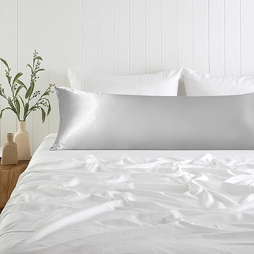 Vista 74 de BEDSUM Paquete de 2 fundas de almohada de satén de seda King para cabello y piel, suaves y lujosas, fundas de almohada con cierre de sobre, 20 x 36