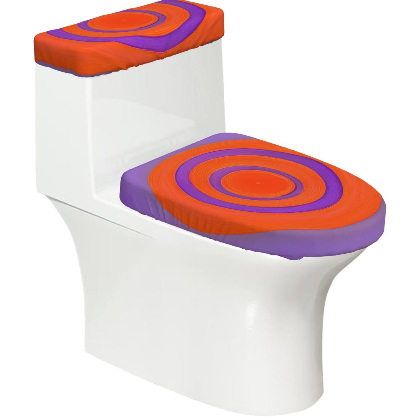 Cntdbu Black Circle Centre Elastic Toilet Cover Set Of 2-Stretchy Lid And Tank Covers For Bathroom, Soft Washable U Shape Toilet Decor