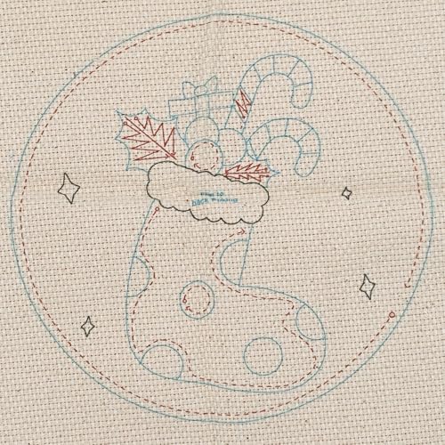 Image of Howie's Punch Needle Kit for Beginner, Cartoon Christmas Rug Hooking Embroidery Kits with Christmas Pattern, Yarns, Tools and Instructions, Creative Craft Home Decor(Christmas Stocking, 8 inch diameters)