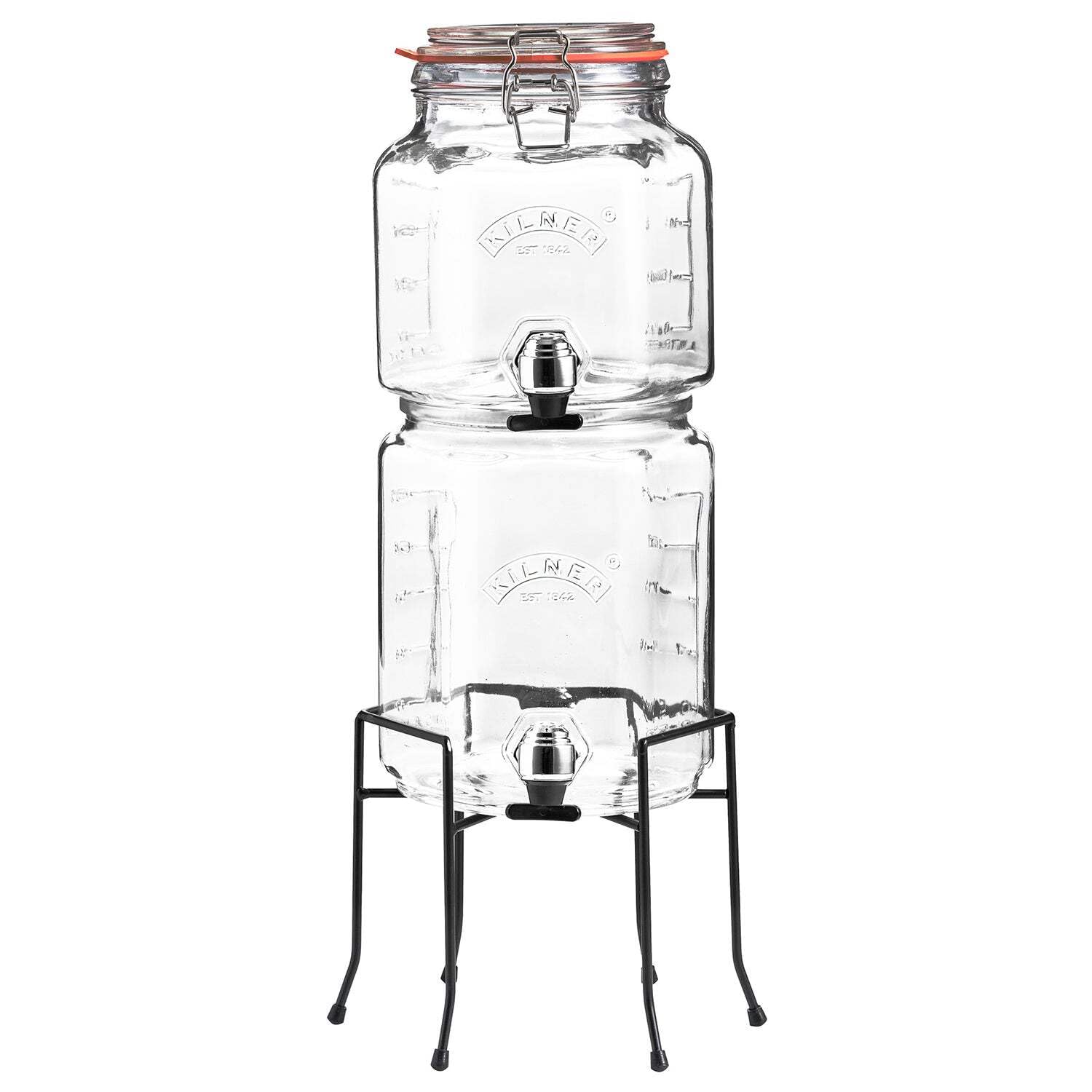 Kilner 25.004 Stackable Jar Set with Taps and Stand, Clear/Transparent, 5.2 Litre