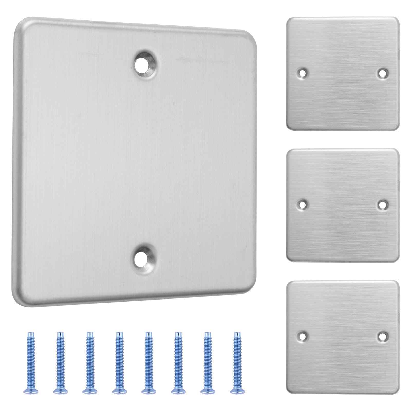 UFURMATE 4Pcs Blanking Cover Plate, Stainless Steel Wall Hole Cover 1-Gang Blank Device Electrical Covers for Socket,Unused Outlets or Switches (Silver-Gray)