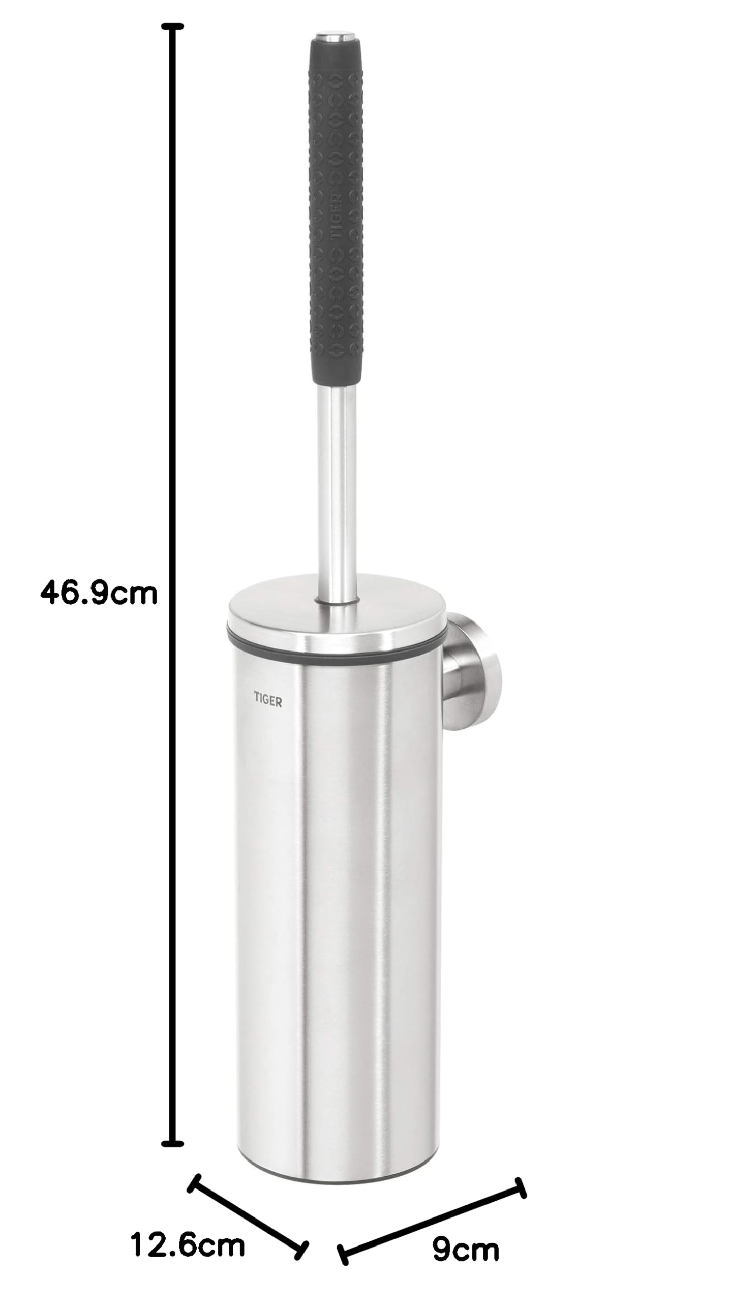 Tiger Boston Escobillero, Metal, Acero Inoxidable Cepillado, 9x46.9x12.6 cm