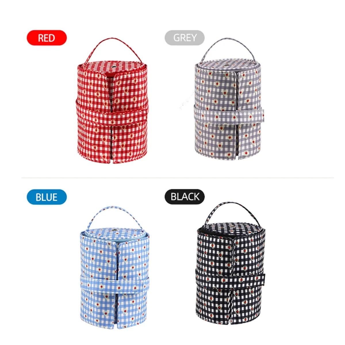 Fashine - Bolsa de almacenamiento de hilo pequeña portátil, bolsas de lana de punto, bolsas plegables para herramientas de costura, accesorios (borgoña)