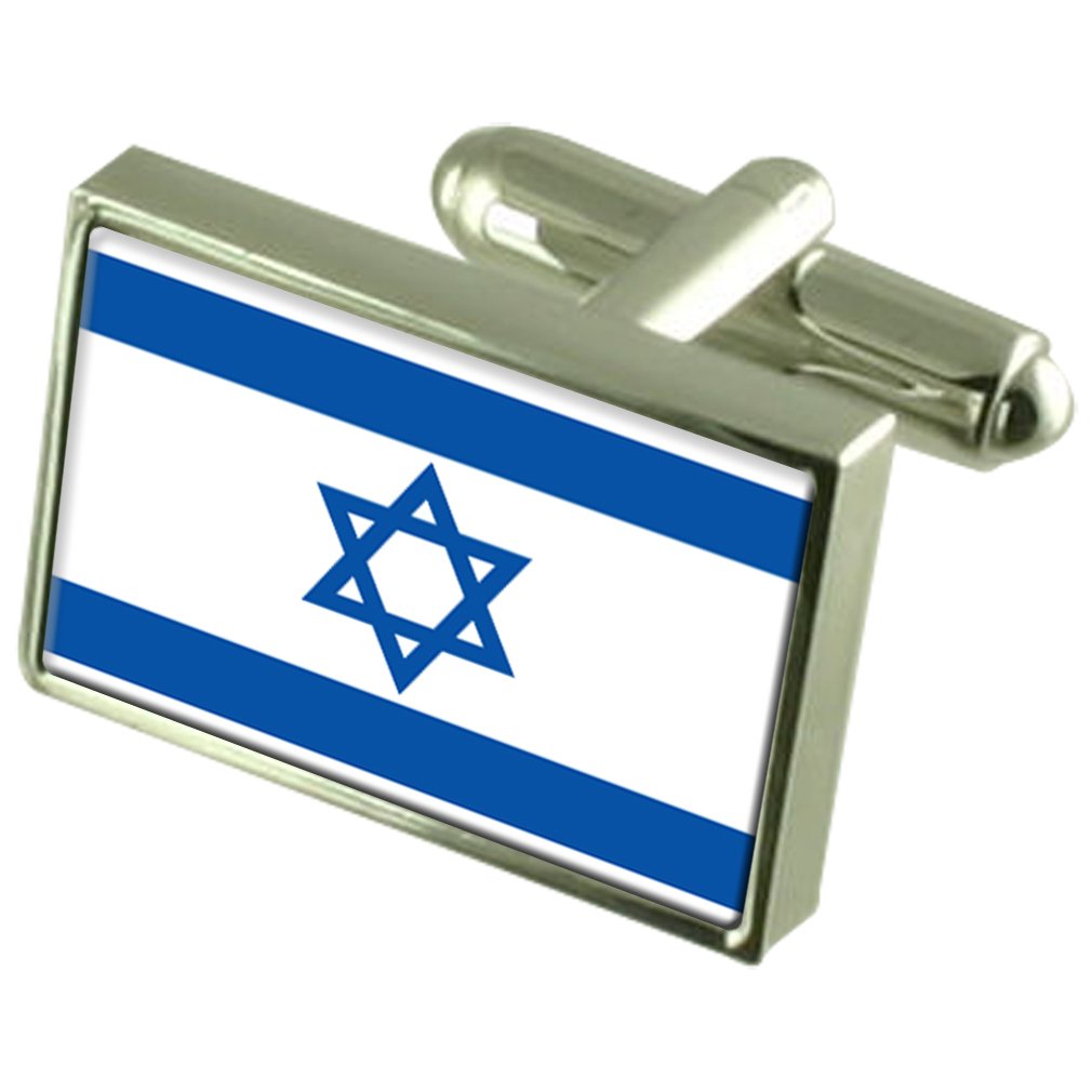 Gemelos de Israel esmaltados con estuche de madera grabado premium 5