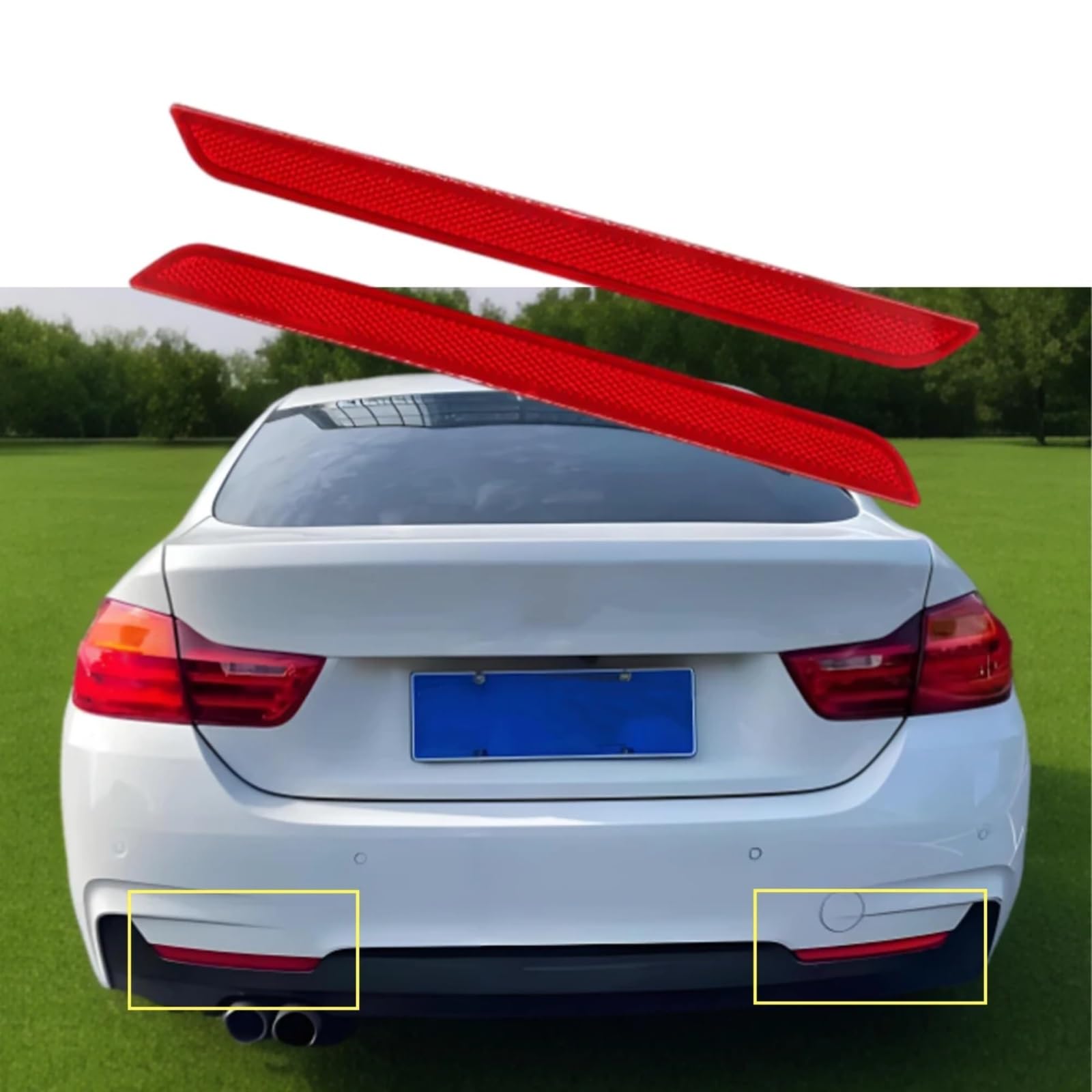 Catadióptrico Parachoques Compatible Con Para Serie 4 F32 F33 F36 2014 2015 2016 2017 Tira De Advertencia Reflectora Para Parachoques Trasero De Coche 63147847234 63147847233