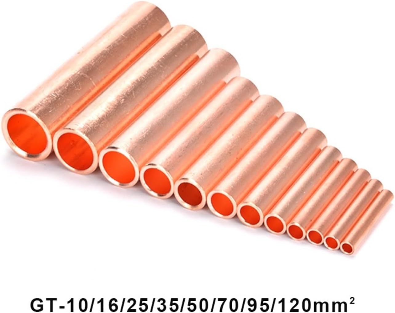 GT Copper Wire Cable Hole Passing Connecting Sleeve Tube Ferrule Lug Connector Crimp Terminal GT-10/16/25/35/50/70/95/120mm2(GT-95mm2,5PCS)
