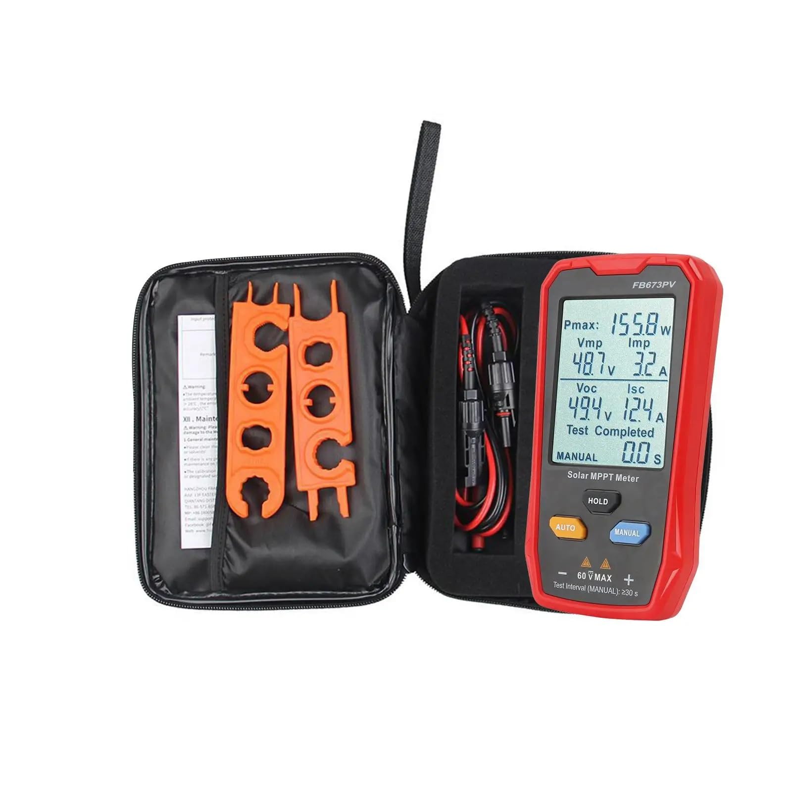 Tester paneli słonecznych o mocy 800 W, multimetr fotowoltaiczny Duży ekran LCD 5,6 x 3 0,8 cala Wyczyść wyświetlacz