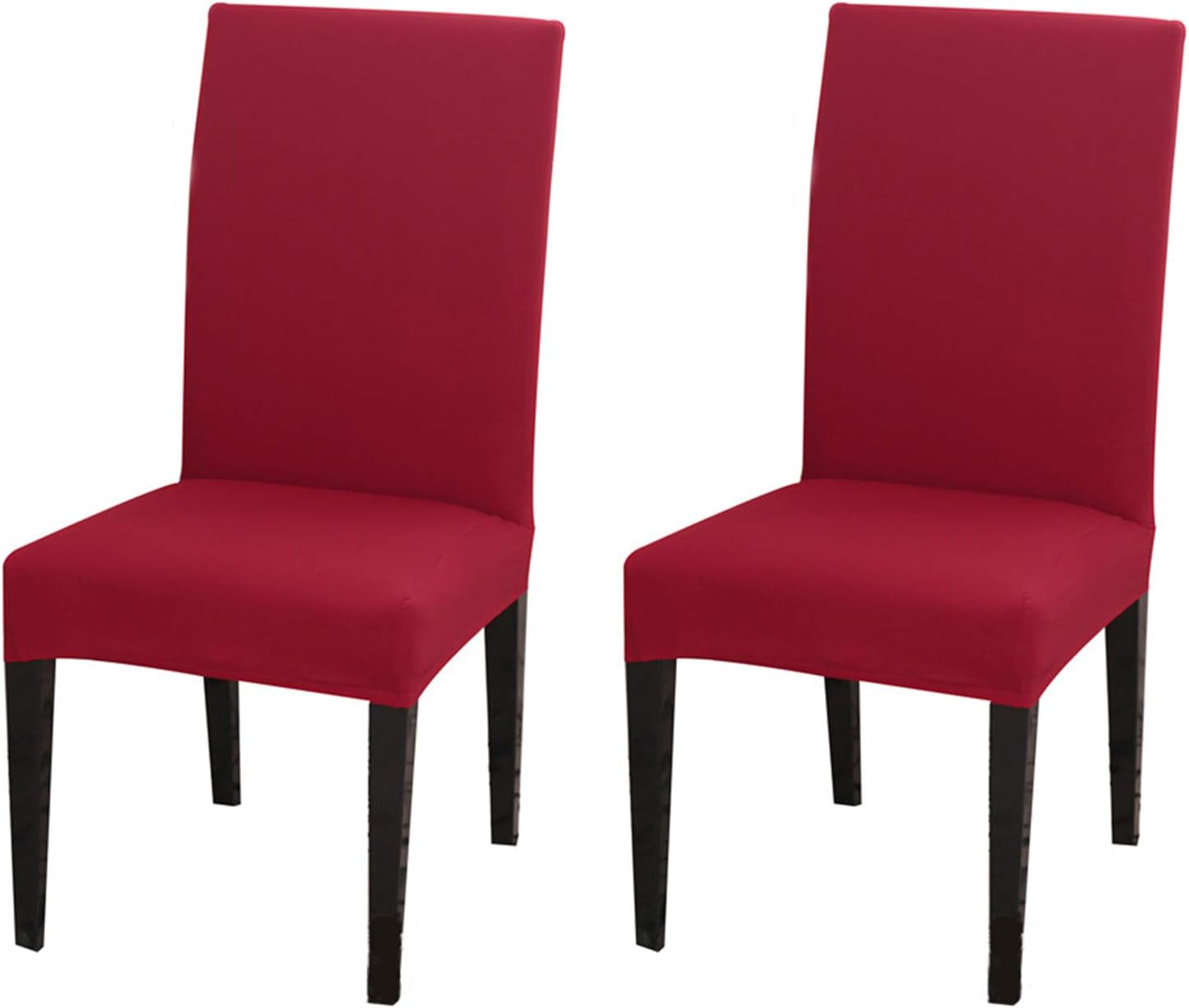 Dimatic 2 Pack Dining Chair Covers, Stretch Spandex Removable Washable Protector Chair Slipcovers for Dining Room Kitchen Hotel (Red)