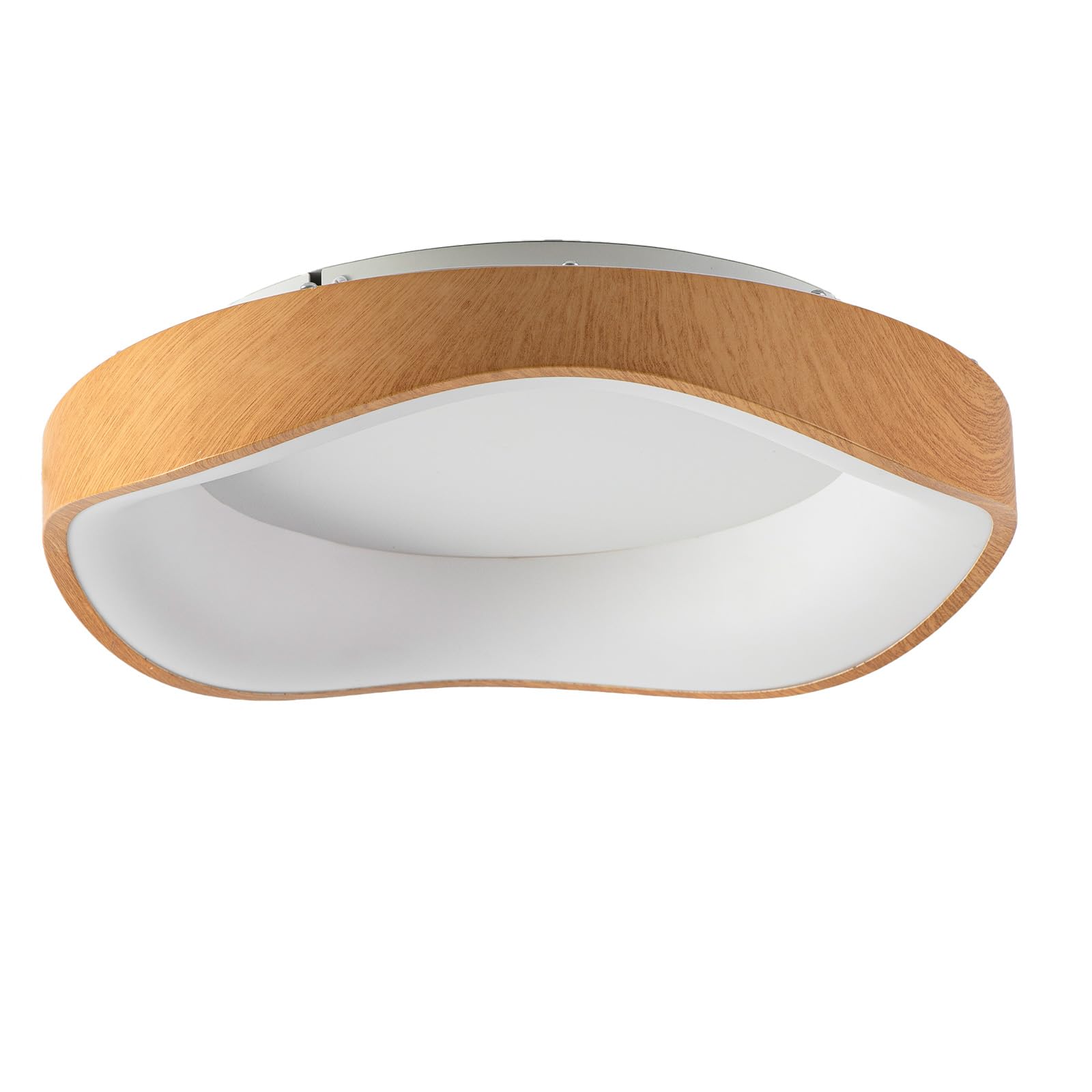 Alpinaluz Plafón LED de Techo Efecto Madera Ø40 cm – 36 W, Luz Seleccionable CCT 3000K/4000K/6000K – Diseño Ondulado Irregular de Acero Imitación Madera con Difusor Acrílico Opal para Salón