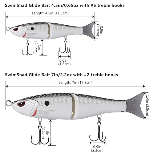 Bassdash Esche Artificiali SwimShad - 3 Glide Baits Per Pesca A Luccio, Persico E Trota - Foto 8