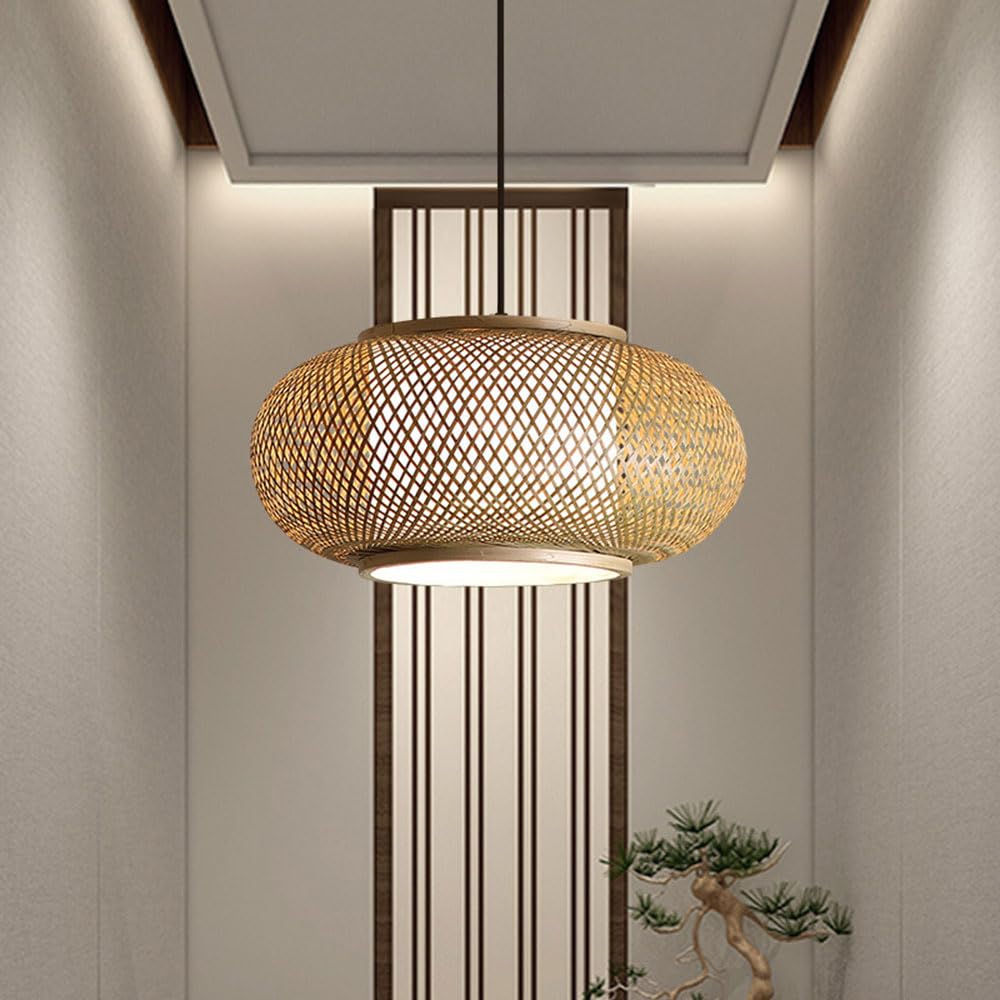 Lampadario A Lanterna Cinese Lampada da Soffitto A Sospensione in Vimini di bambù Rattan, Paralume per Lampada A Sospensione A Soffitto in Stile retrò Prodotti Fai da Te Personalizzati A Mano