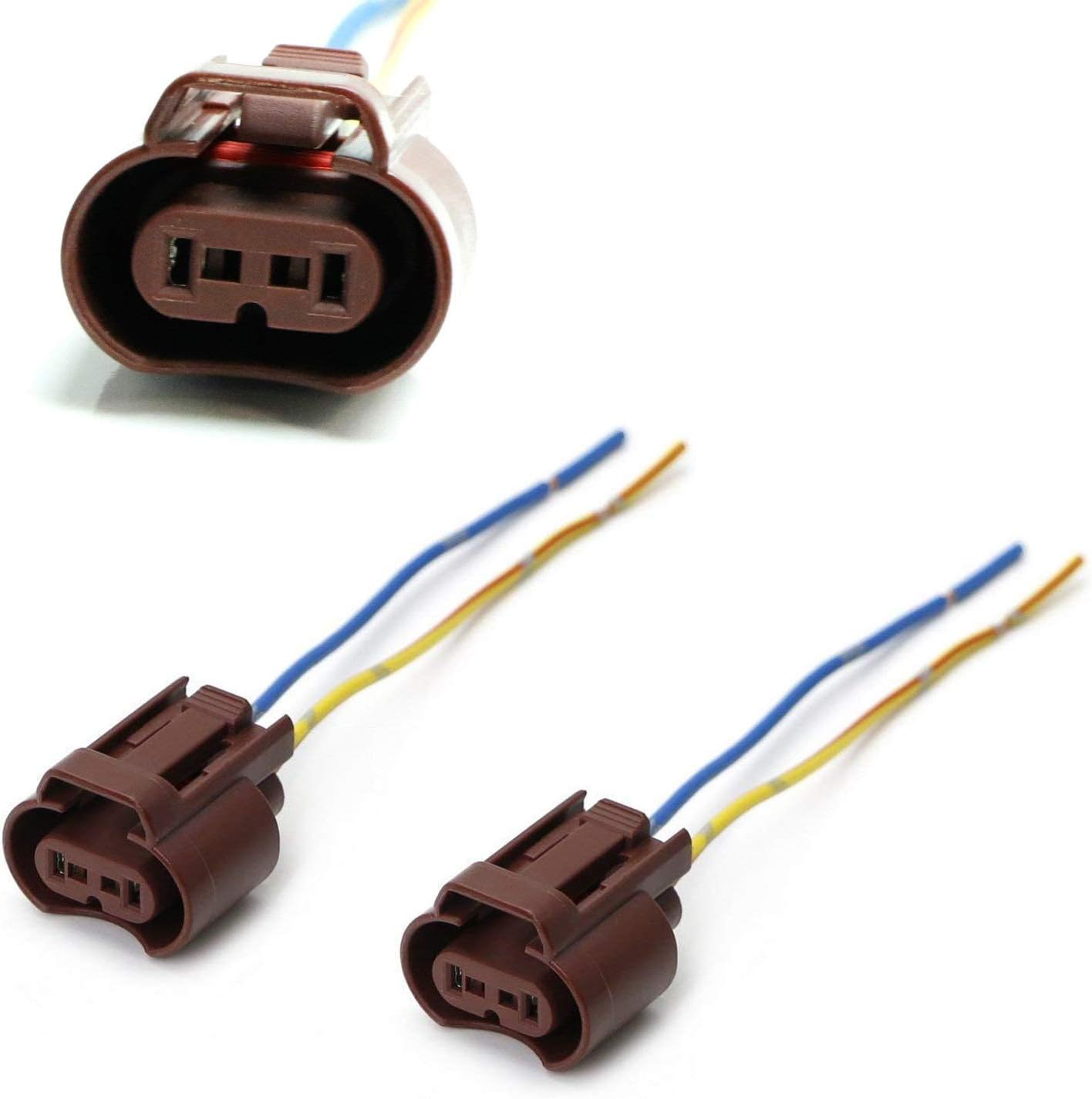 iJDMTOY (2) OEM 9006 HB4 Female Adapters Wiring Harness Sockets w/ 4