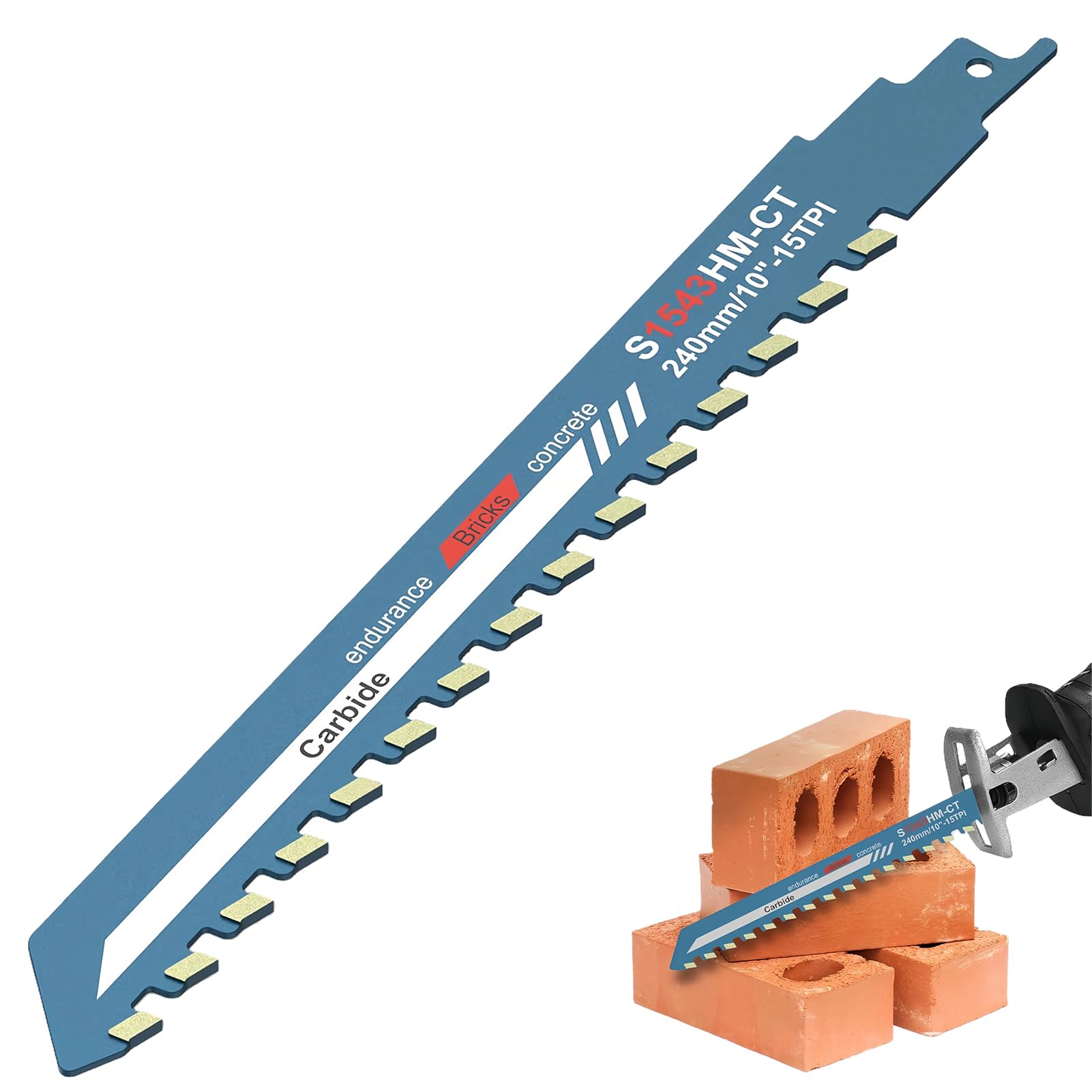 Sabre Saw Blades 240mm Sabre Saw S1543 Carbide Reciprocating Saw Blade for Metal Wood Concrete Porous Brick Cement Plate