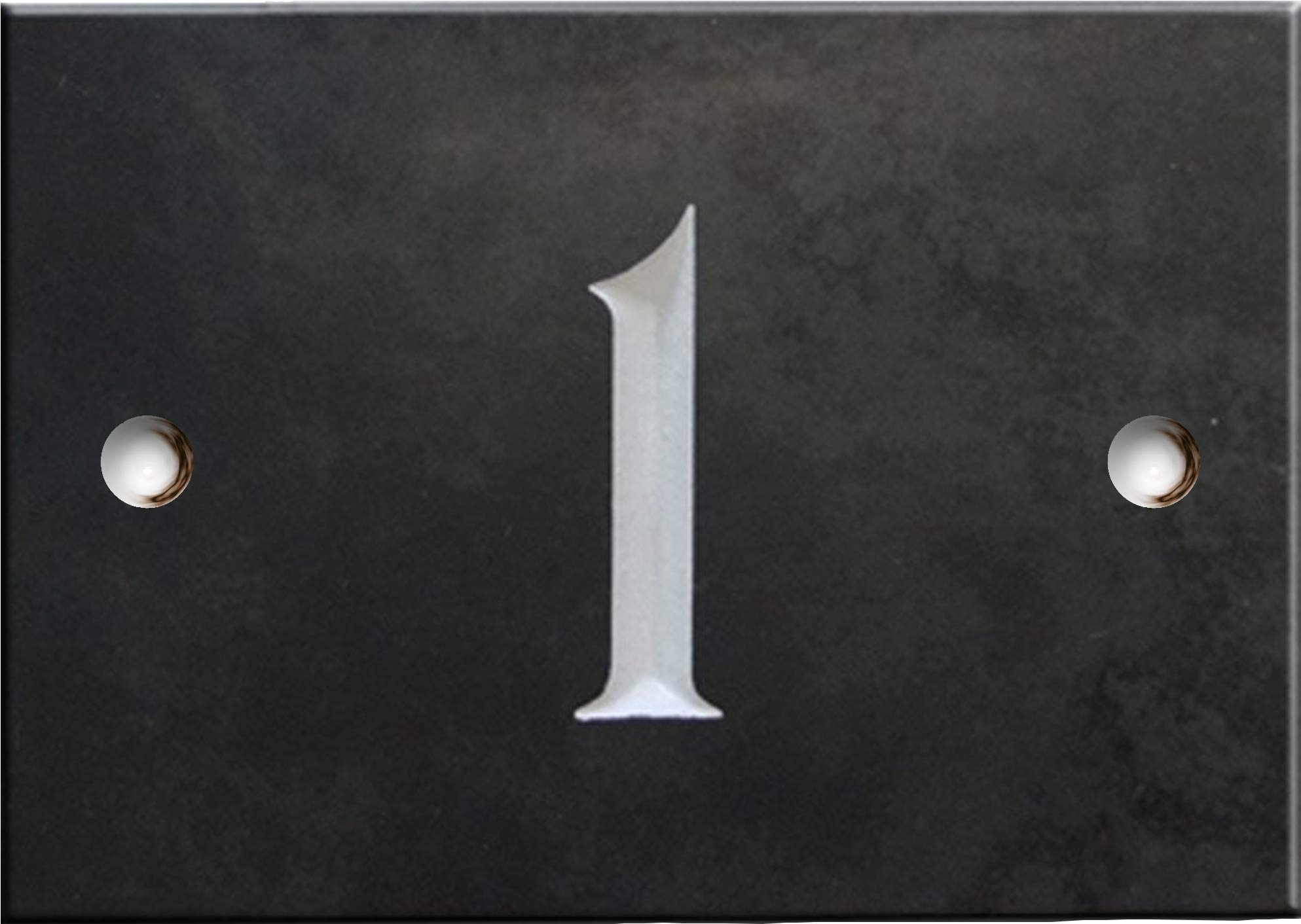 Engraved Slate House Number โ Deep V-Cut, Natural Stone, Black Slate, Premium House Sign, Hand Engraved - Number 1 โ image 1