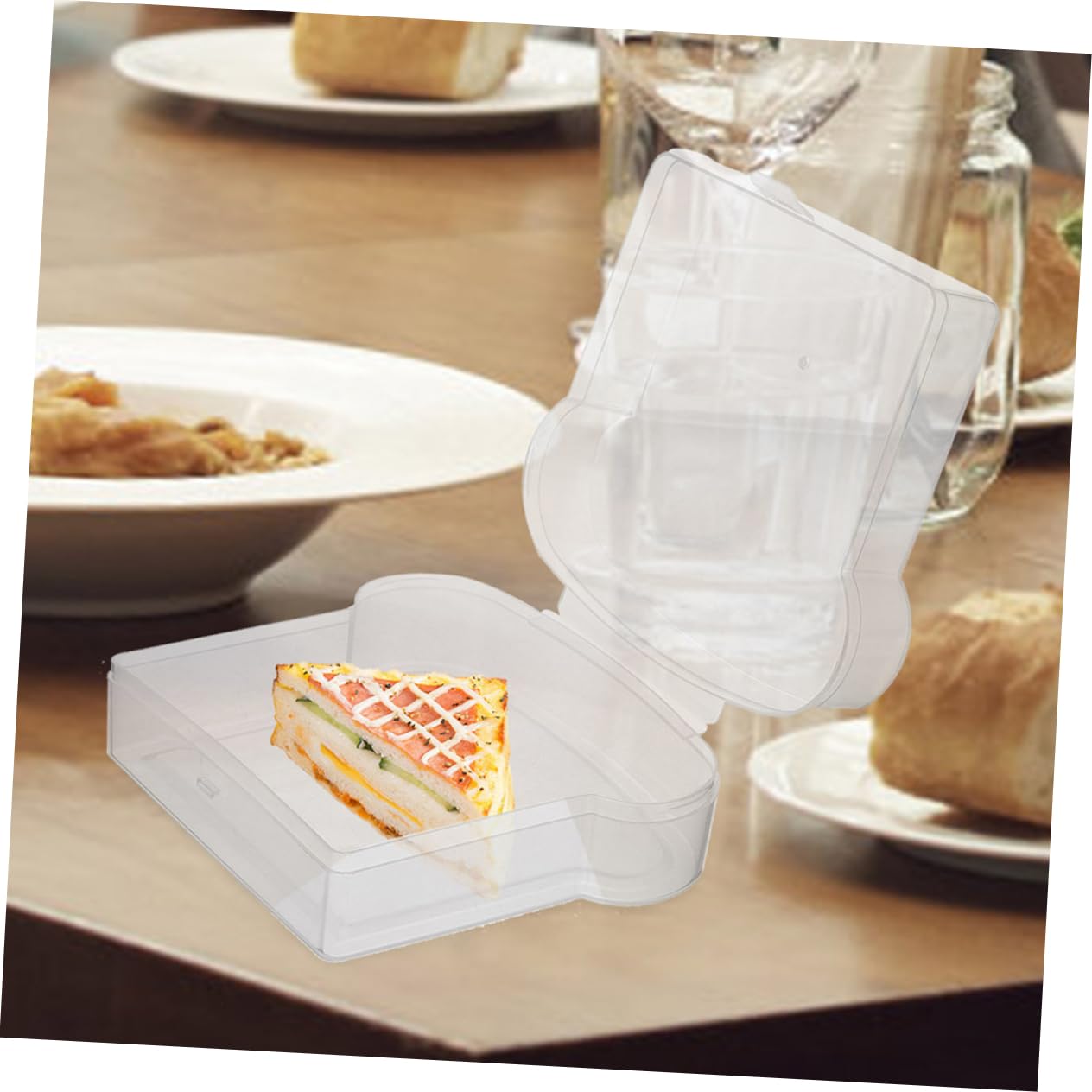 4 Set Contenitori Per Pane Tostato Ermetici Per Conservazione Snack E Pranzo Sandwich Trasparente Facile Da E Riutilizzabile 2 Pezzi*4