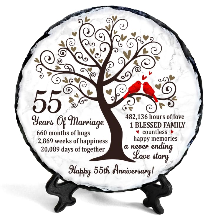 60th Diamond Wedding Anniversary Slate - 60th Wedding Gifts for Parents Grandparents - 60th Anniversary Decorations Gift Ideas - 60 Years of Marriage Plaque, 5.9 inches Plate Keepsake