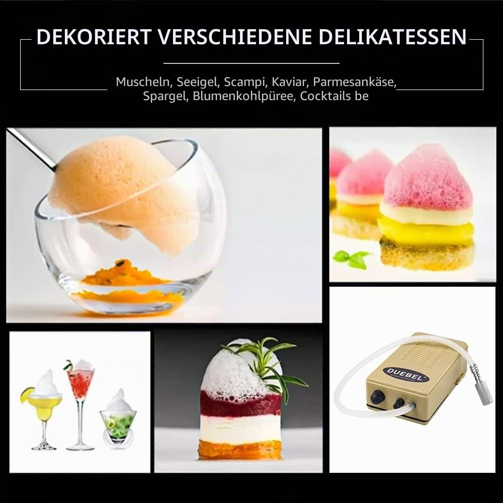 DUEBEL Molekulare Gastronomie Schaumgenerator, tragbares Schaumerzeugungs-Kit (angetrieben durch Trockenbatterie), kreatives Kochwerkzeug