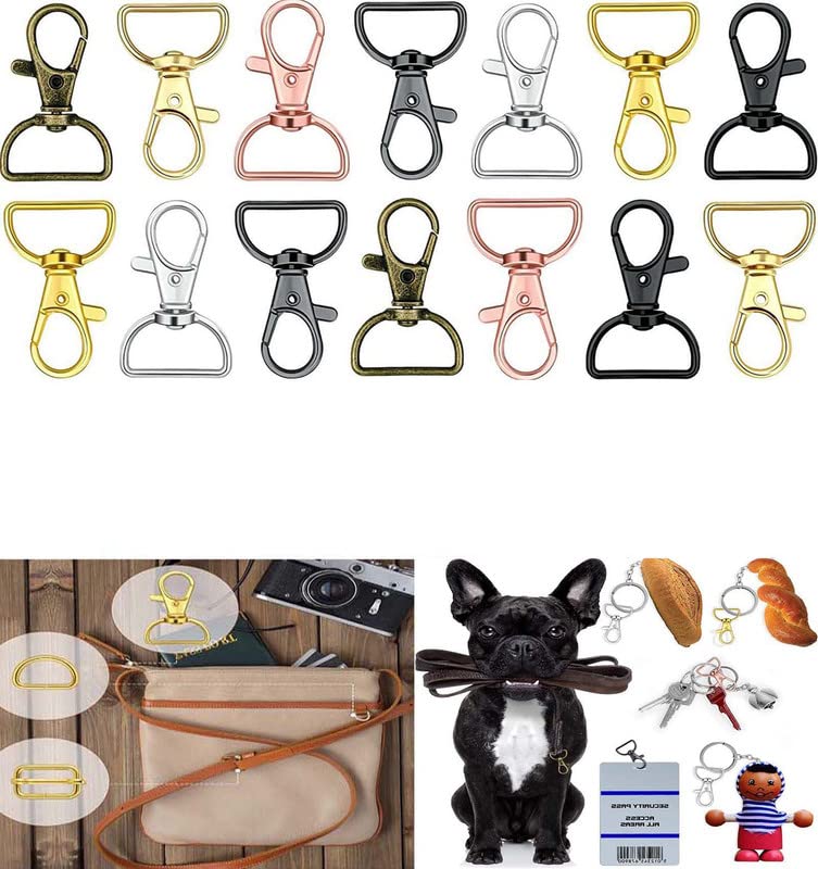 Image of DIY Crafts 5 Pcs Swivel Snap D Hooks, Antique Gold, Keyrings & Keychains Round Swivel Snap Hooks Key Rings Chain Jump Rings Mini Screw Metal For L (5 Pcs Swivel Snap D Hooks, Antique Gold)