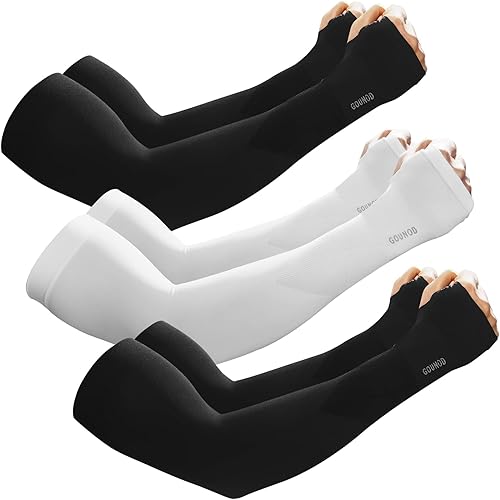 GOUNOD Compression Arm Sleeves for Men and Women - Football Sleeves, Covers for Sun Protection, White Arm Sleeves