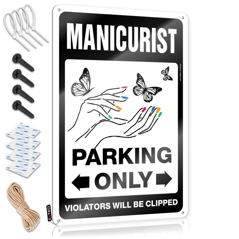 KRAZMURONGD Metal Signs For Man Cave Manicurist Parking Only Tin Sign Gaming Metal Tin Decor Metal Man Cave Sign(20X30CM)