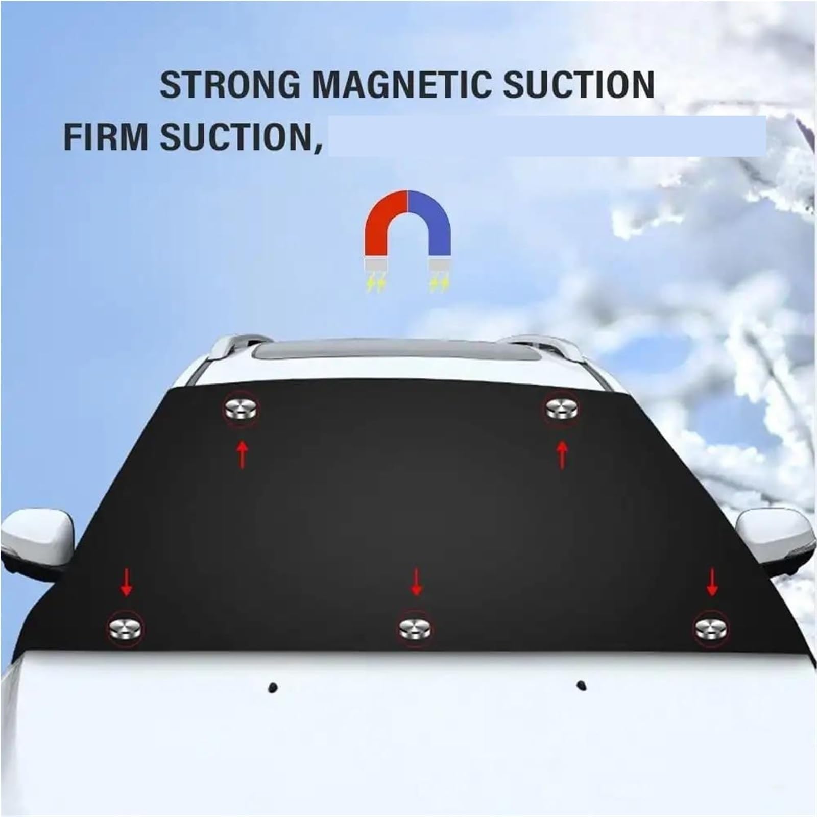 Copertura Parabrezza per Neve E Ghiaccio Parabrezza per Auto, Protezione Magnetica per Neve, Parasole Anteriore(2 Pieces)