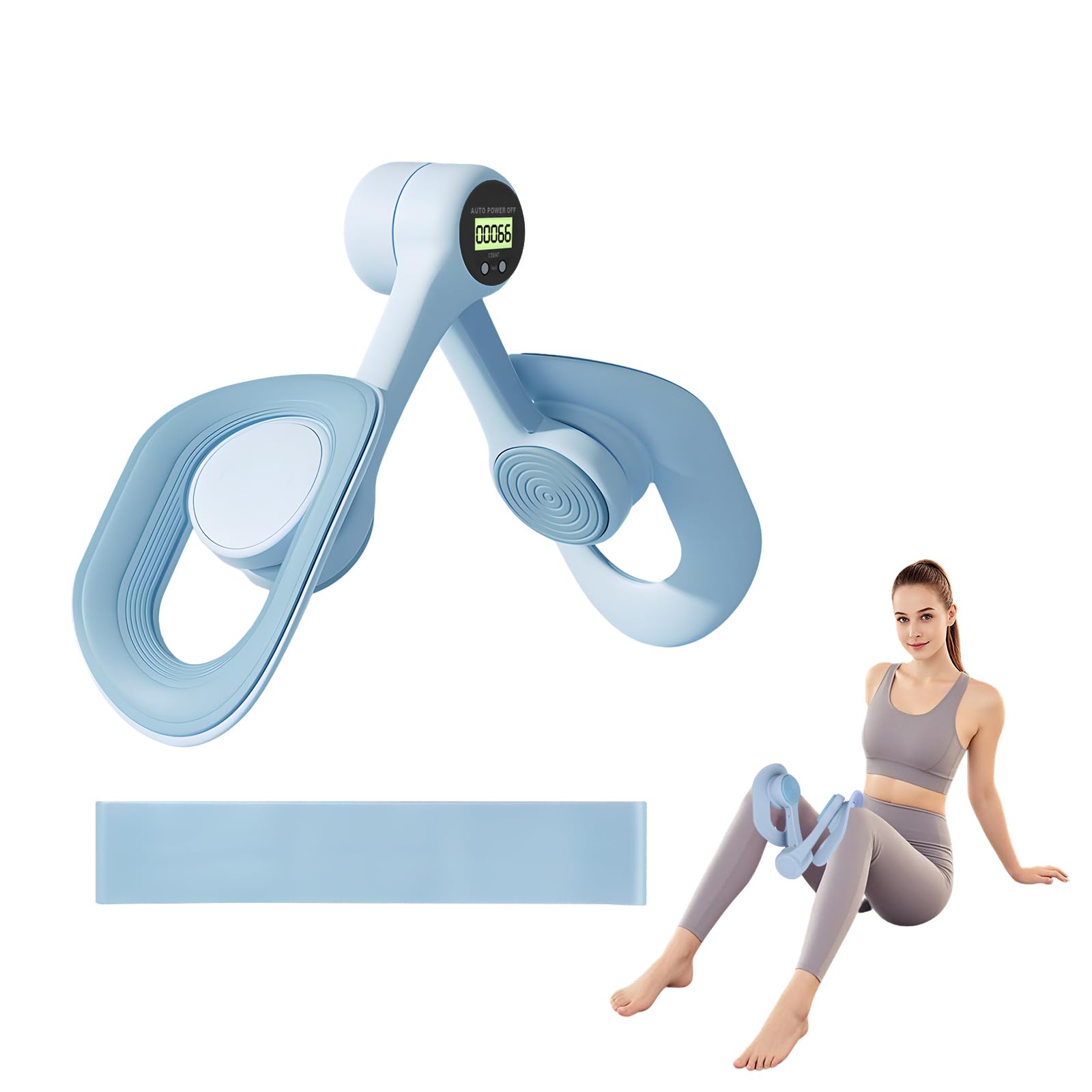 EliphonTowne Pelvic Floor Exercise Devices - Anti-Slip Design Kegel Pelvic Floor Trainer for Women, 25 LB Blue Resistance Band,Home Gym Equipment, Thigh Exerciser with Intelligent Screen Display