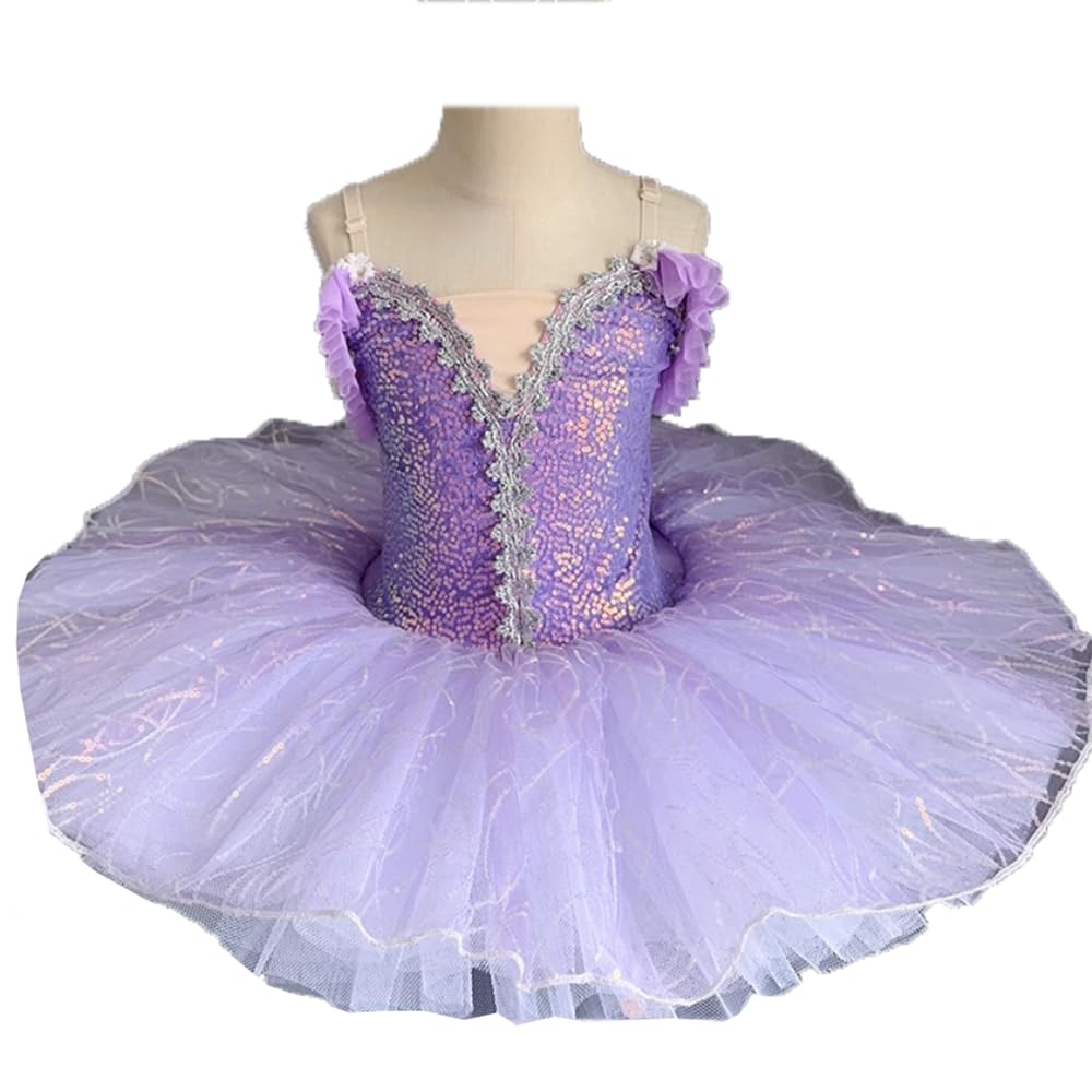 Kinder Professionelles Ballettkleidung Ballettkleid Mädchen Schwanensee- Rock Tütü Glitzer Tanzkleid