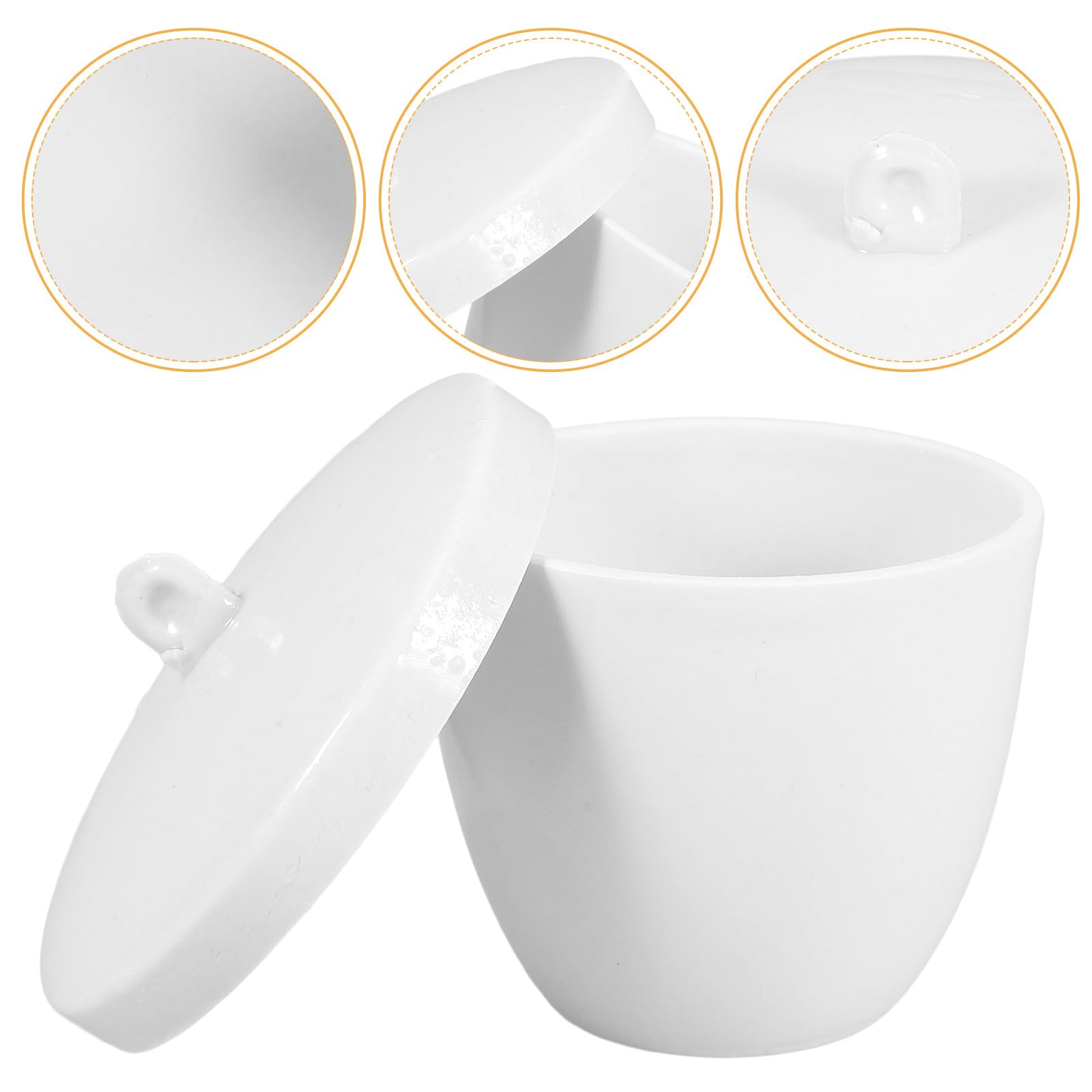 SECFOU Crogiolo Resistente alle Alte Temperature in Porcellana 70ml con Coperchio e Manico in Ceramica da Laboratorio per Uso Scientifico e Chimico