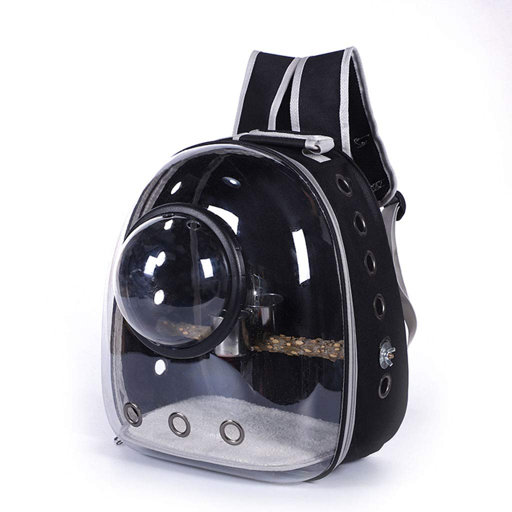 Pet Backpack Parrot Backpack Carrier with Portable Bird Feeder Cups Travel Cage Birds Breathable Transparent Space Capsule