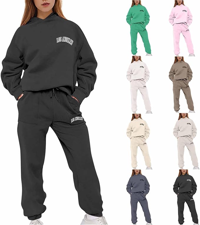 Amazon.com: HGps8w LOS ANGELES Womens 2 Piece Outfits Hoodies 