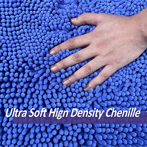 Image of Blue Bath Mat - Super Soft Non-Slip, Machine Washable, Dries Quickly - Ultra Soft 3 Piece Bathroom Set