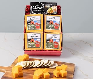 Wisconsin Cheese Company - 100% Wisconsin Aged Cheddar Cheese & Cracker Gift Box - Aged Cheddar (3 Year, 5 Year, 8 Year & 10 Year) | Premium Wisconsin Cheese | Large Gift Box | Perfect for Parties, Charcuterie Boards, and Holiday Gifts