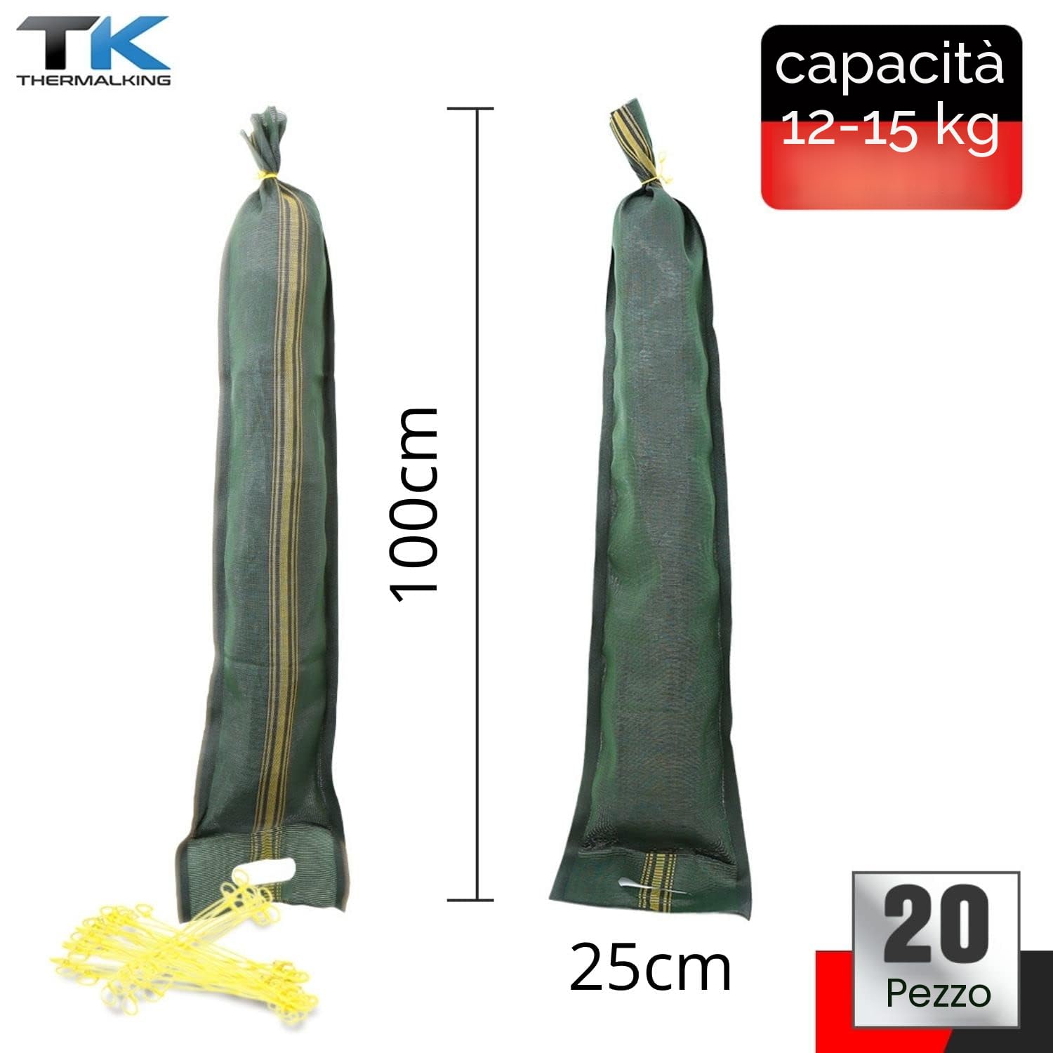 20 Sacchi di sabbia antiallagamento per porte – Sacco vuoto per sabbia per alluvioni – Barriera contro le inondazioni con impugnatura (25 x 100 cm)