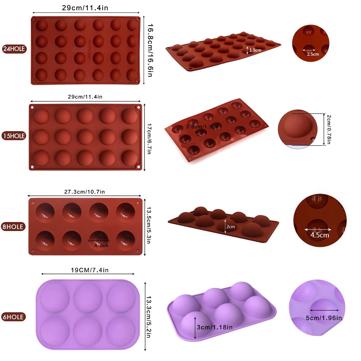 Classicseali Silikonform Halbkugel - 4 Stück Backformen Für Pralinen & Kuchen